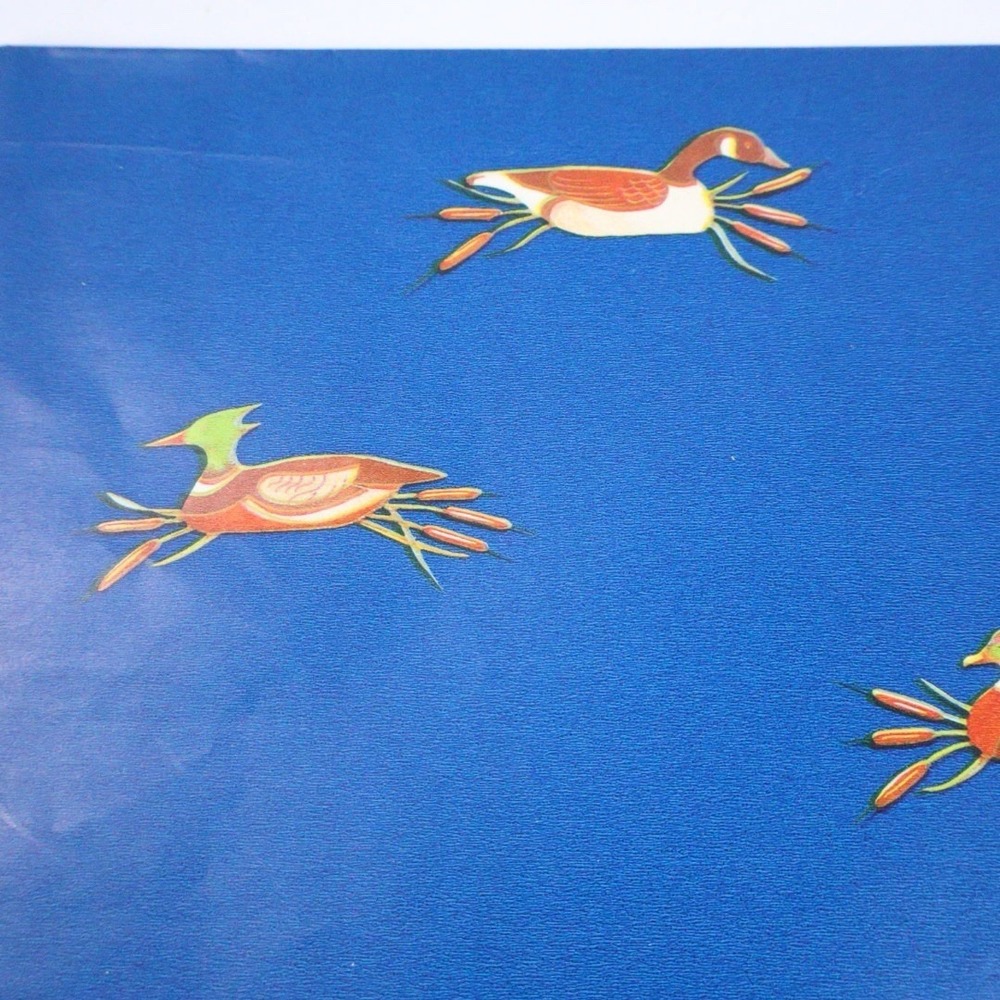 VTG Mallard Duck Blue All Occassion Uncut Gift Wrap Wrapping Paper NOS - Picture 3 of 5